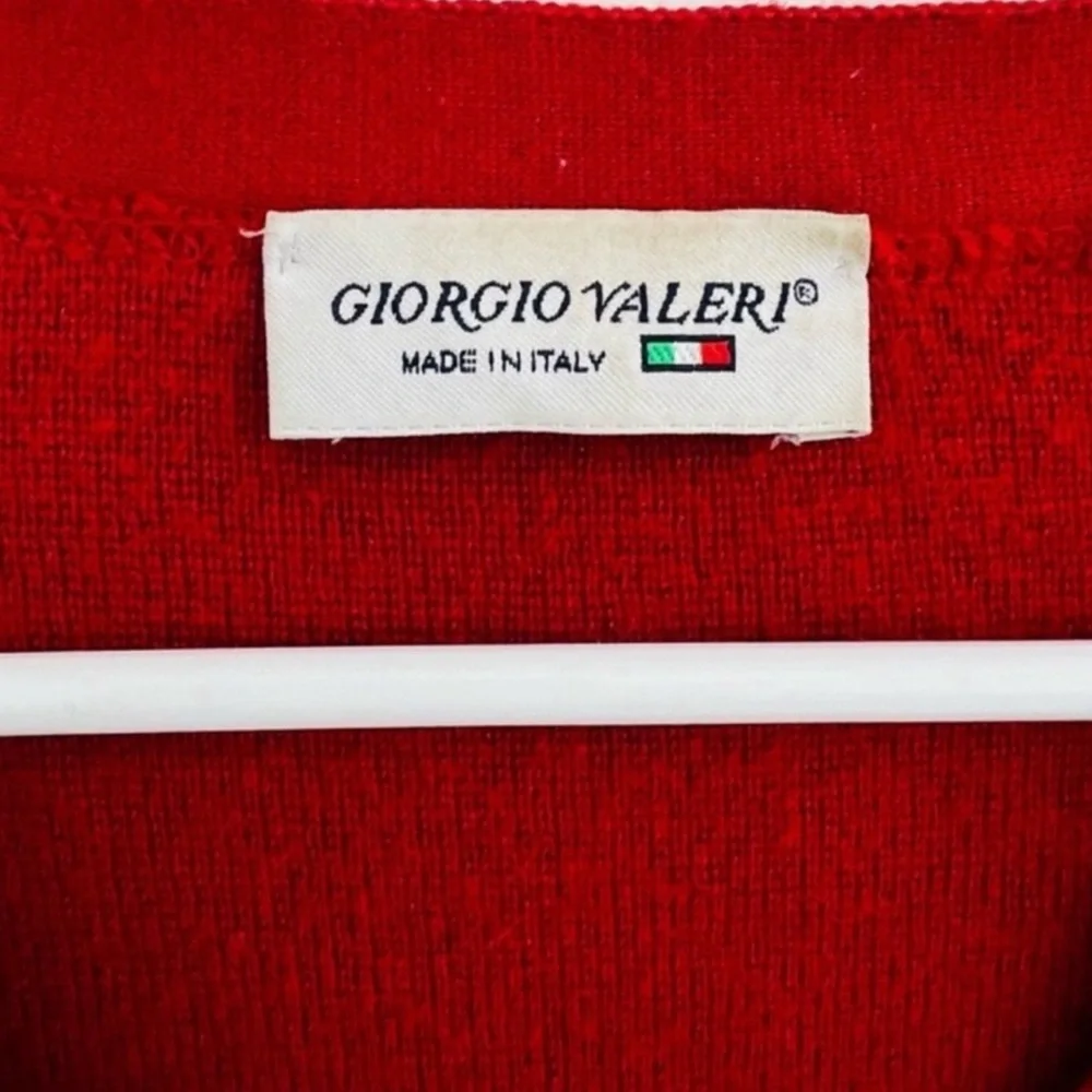 Vintage 80s Giorgio Valeri Made In Italy Red Knit Cardigan Medium